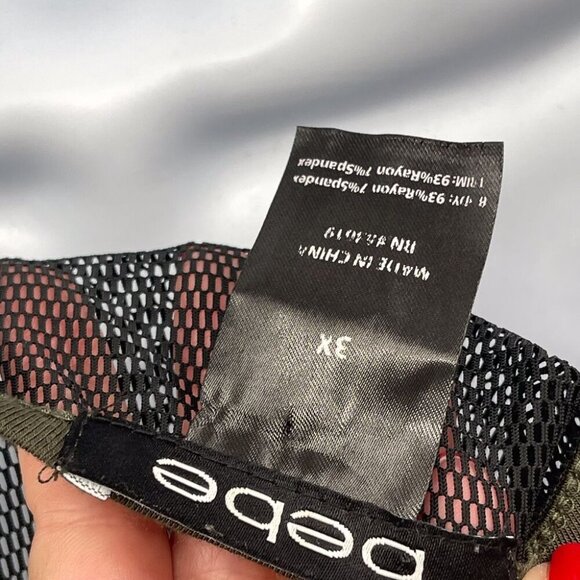 Bebe Workout Athletic Tank Top Mesh Back Plus Size Hunter Green 3X Y2K Logo - Picture 9 of 9